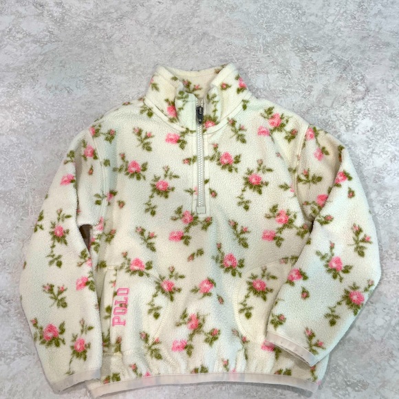 Ralph Lauren Floral Fleece Quarter-Zip Pullover size 5T - Picture 1 of 5